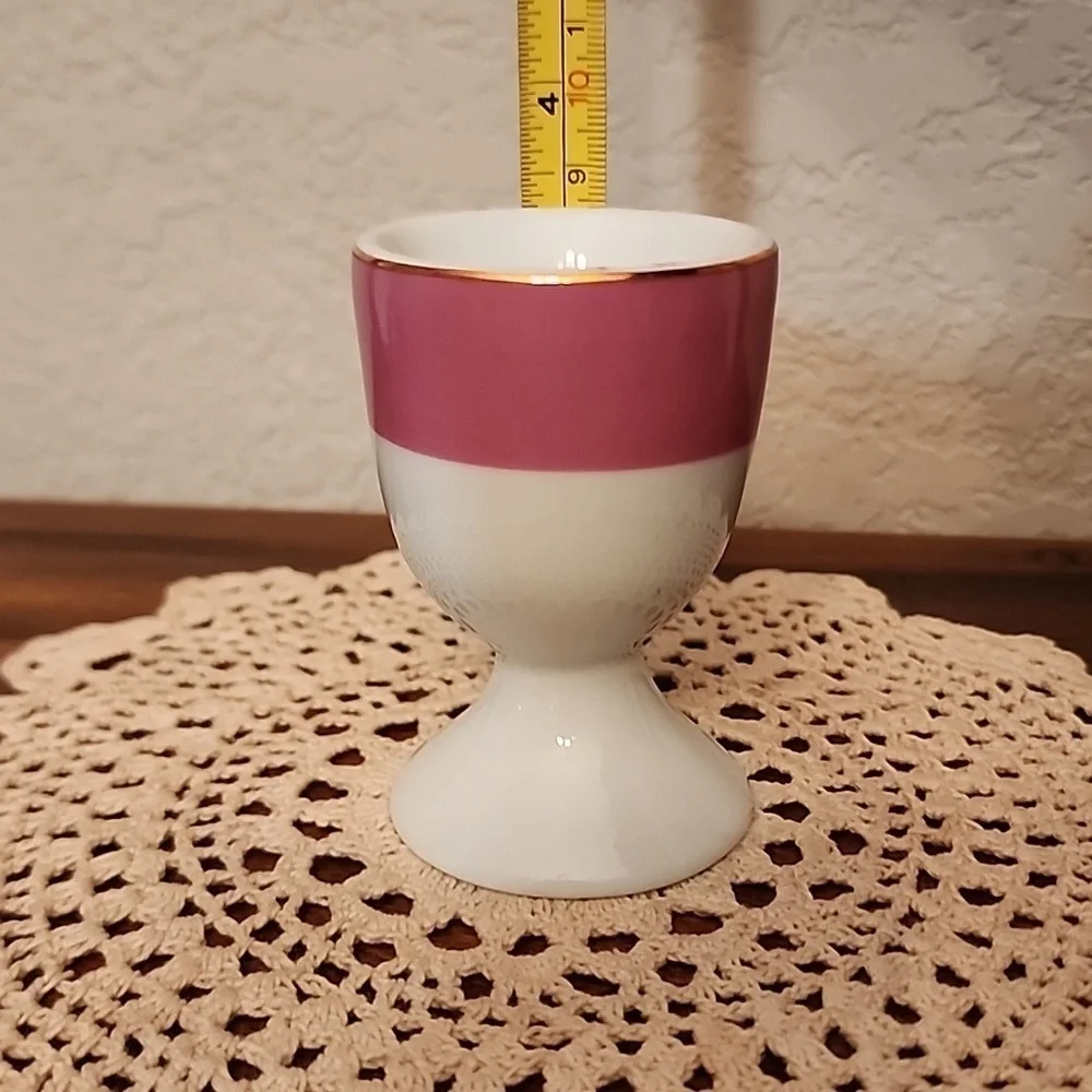 Pottery Barn Set of Four China Egg Cups Pastel Easter Eggs